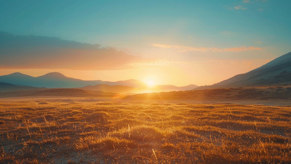 Bright sunrise symbolizing new beginnings over a serene mountain landscape.