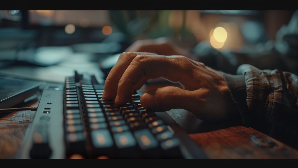 Closeup of hands typing on a keyboard