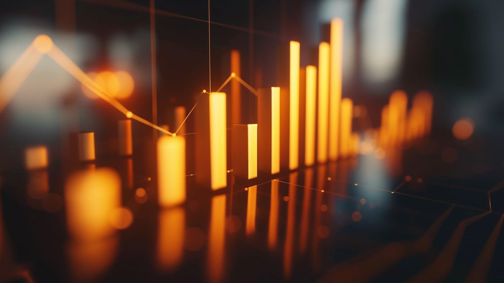 Graph showing upward trend with increasing revenue bars.
