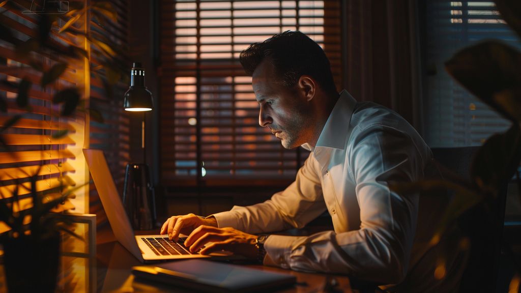 Entrepreneur using HighLevel on a laptop, focused and productive.