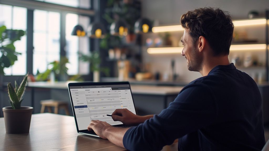 Person smiling while managing contacts effortlessly on a laptop using HighLevel.