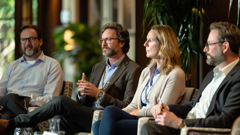 **Panel discussion on modern marketing strategies with four experts.**