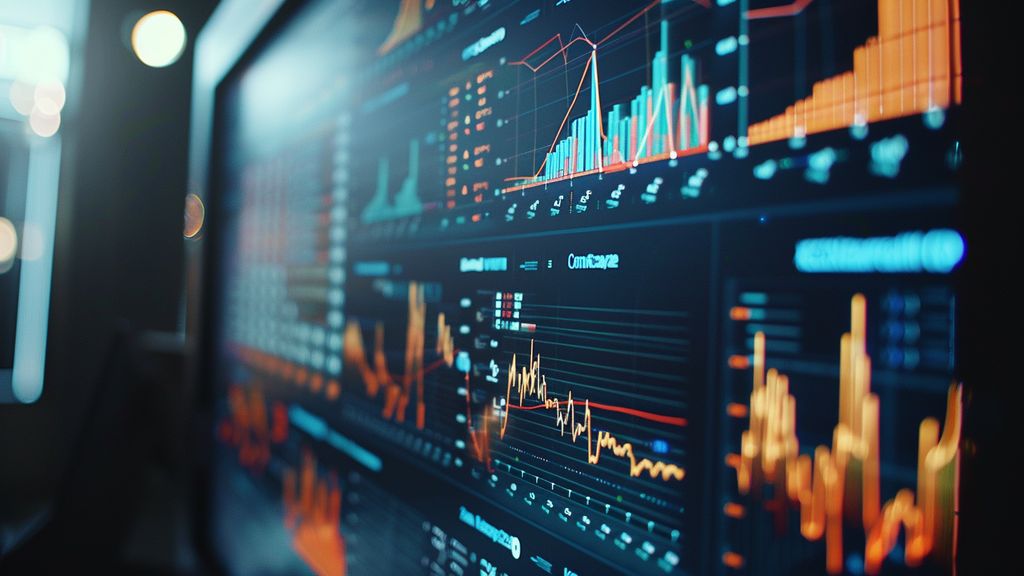 Graphs and charts on screen detailing AIdriven trends.