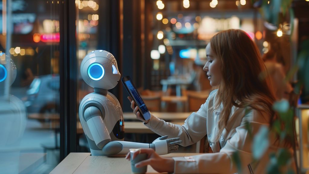 AIpowered chatbot engaging in a seamless conversation with a customer on a smartphone screen.