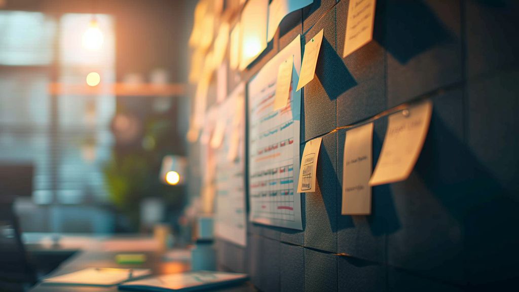 Agile project management board with tasks in progress.