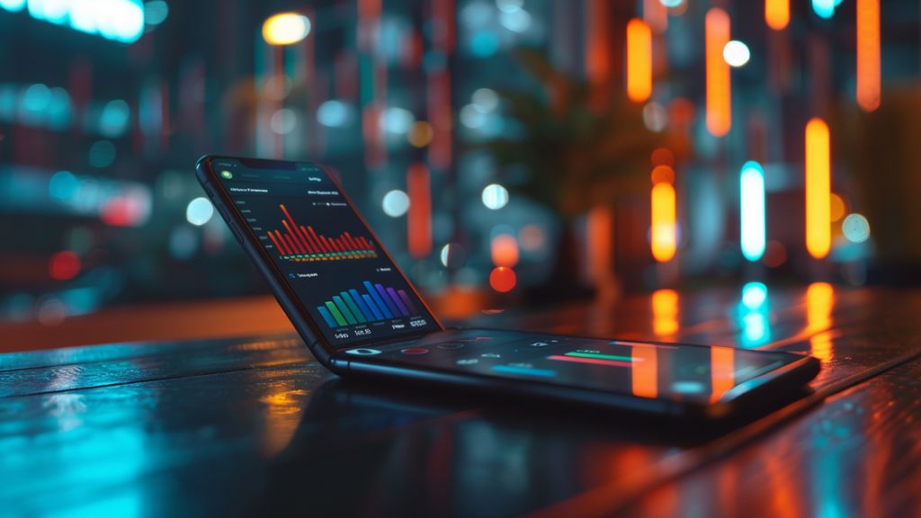 Mobile device showing analytics and performance metrics in realtime.