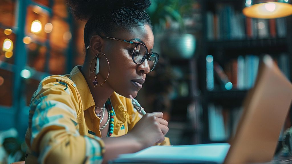 Side view of someone taking notes while listening intently.