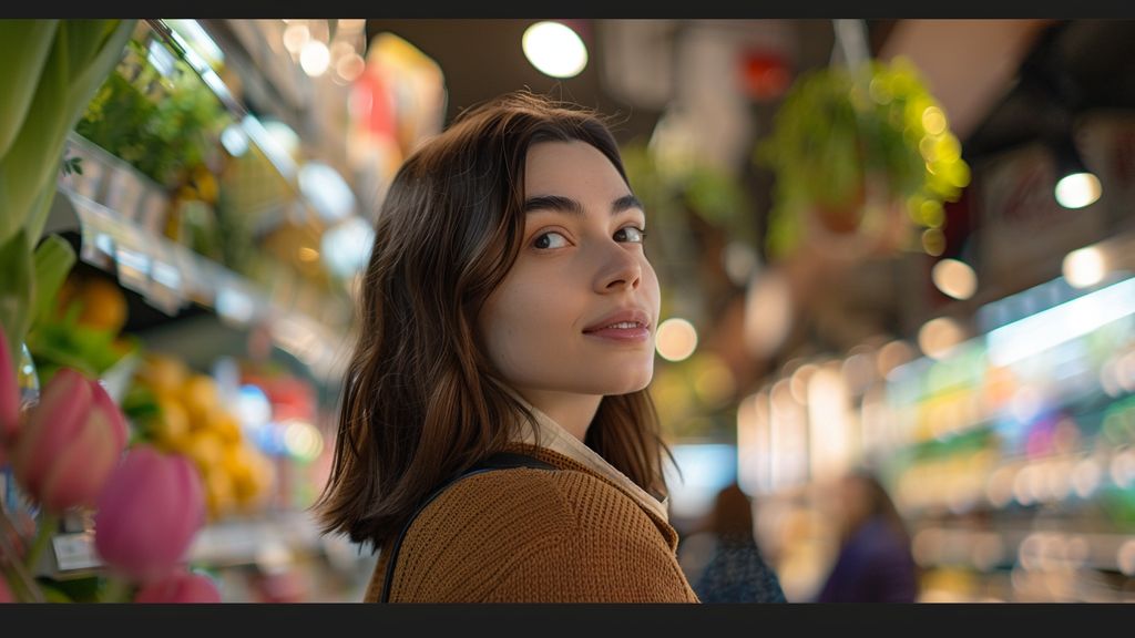 Shopper's face scanned by AI, tailored product recommendations displayed instantly.