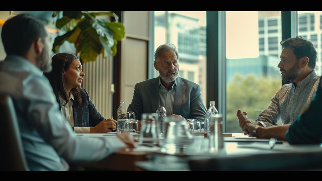 Business meeting discussing AIdriven sales optimization strategies.
