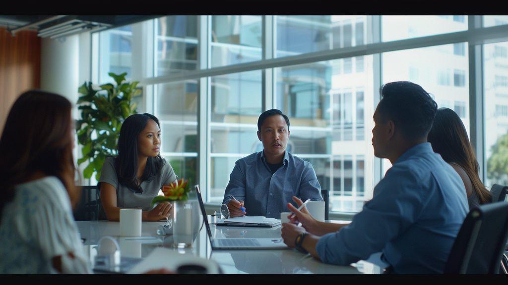 Diverse group of employees discussing CRM strategies in a meeting room.