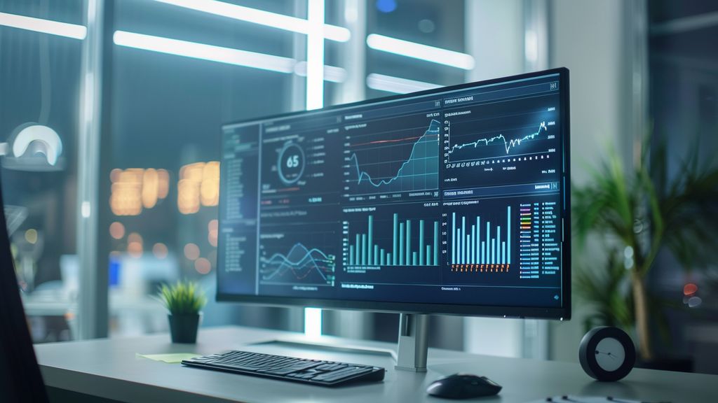 AI dashboard predicting financial trends on a sleek computer screen.