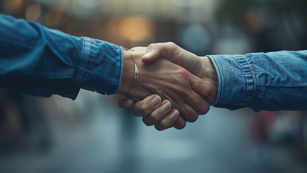 Hands shaking, symbolizing strong business relationships.