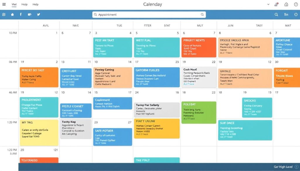 Generate an image of a calendar with various appointments scheduled, highlighting the ease of managing appointments with Go High Level.
